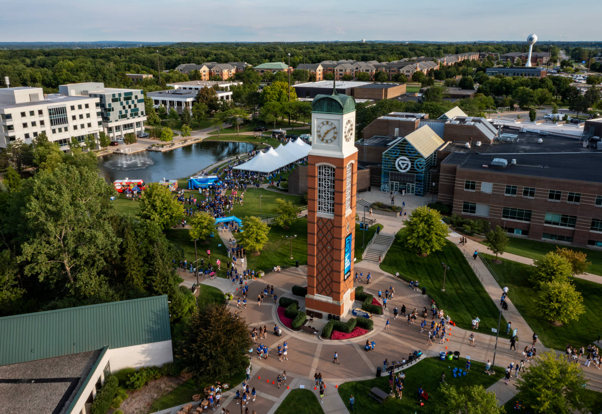 An aerial of the clocktower.